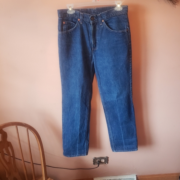 vtg 84 levi's 509 regular fit leather patch orange tab medium wash jeans 31x30 - Picture 8 of 13